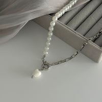 Thumbnail for Elegant Heart Ceramics Pendant Pearl Chain Necklace - ArtGalleryZen