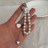 Thumbnail for Elegant Heart Shell Pendant Pearl Keychain - ArtGalleryZen