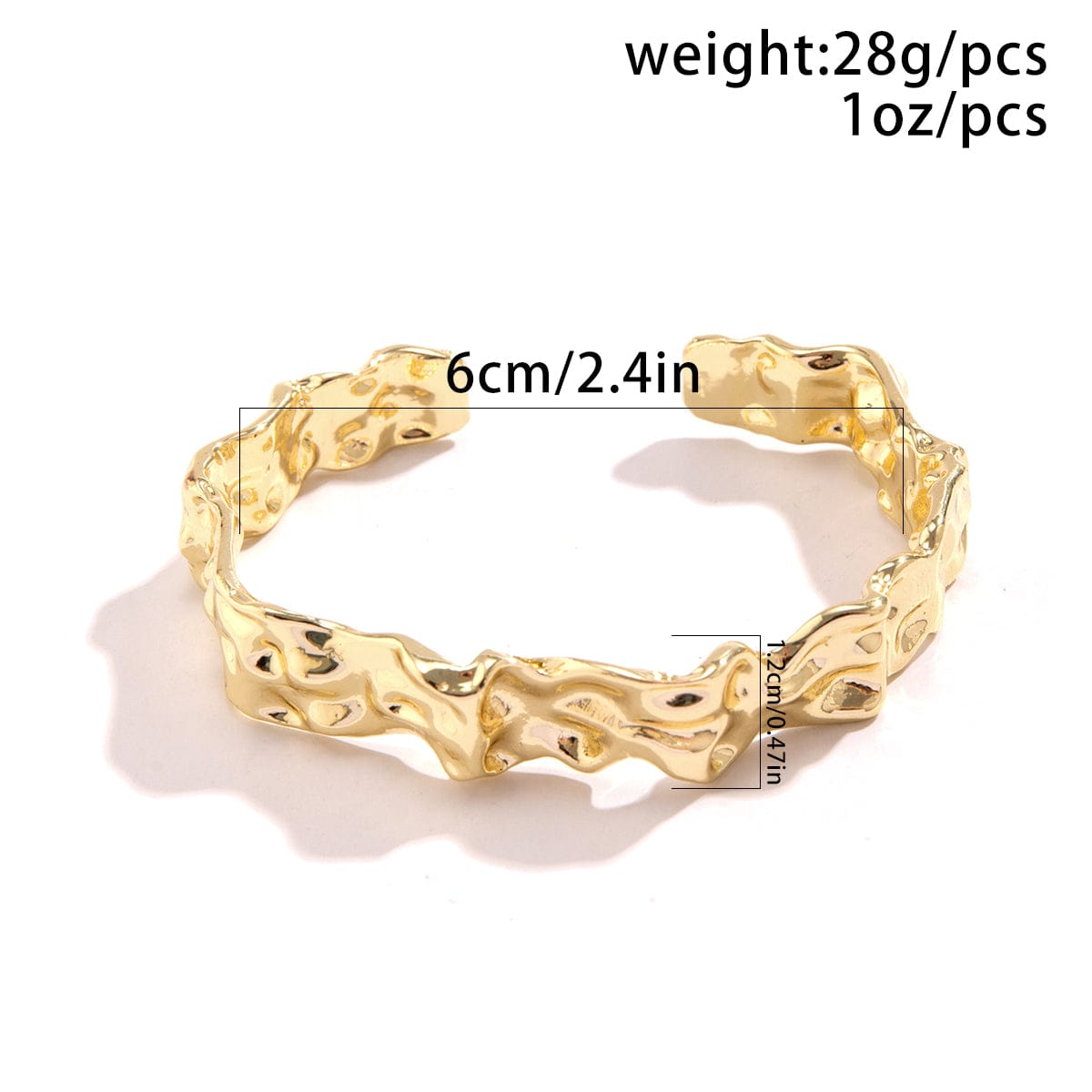 Elegant Irregular Pleated Open Cuff Bracelet - ArtGalleryZen