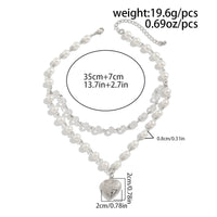 Thumbnail for Elegant Layered Floral Heart Pendant Crystal Pearl Chain Necklace - ArtGalleryZen