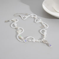 Thumbnail for Elegant Layered Heart Crystal Charm Pearl Seed Bead Chain Necklace - ArtGalleryZen
