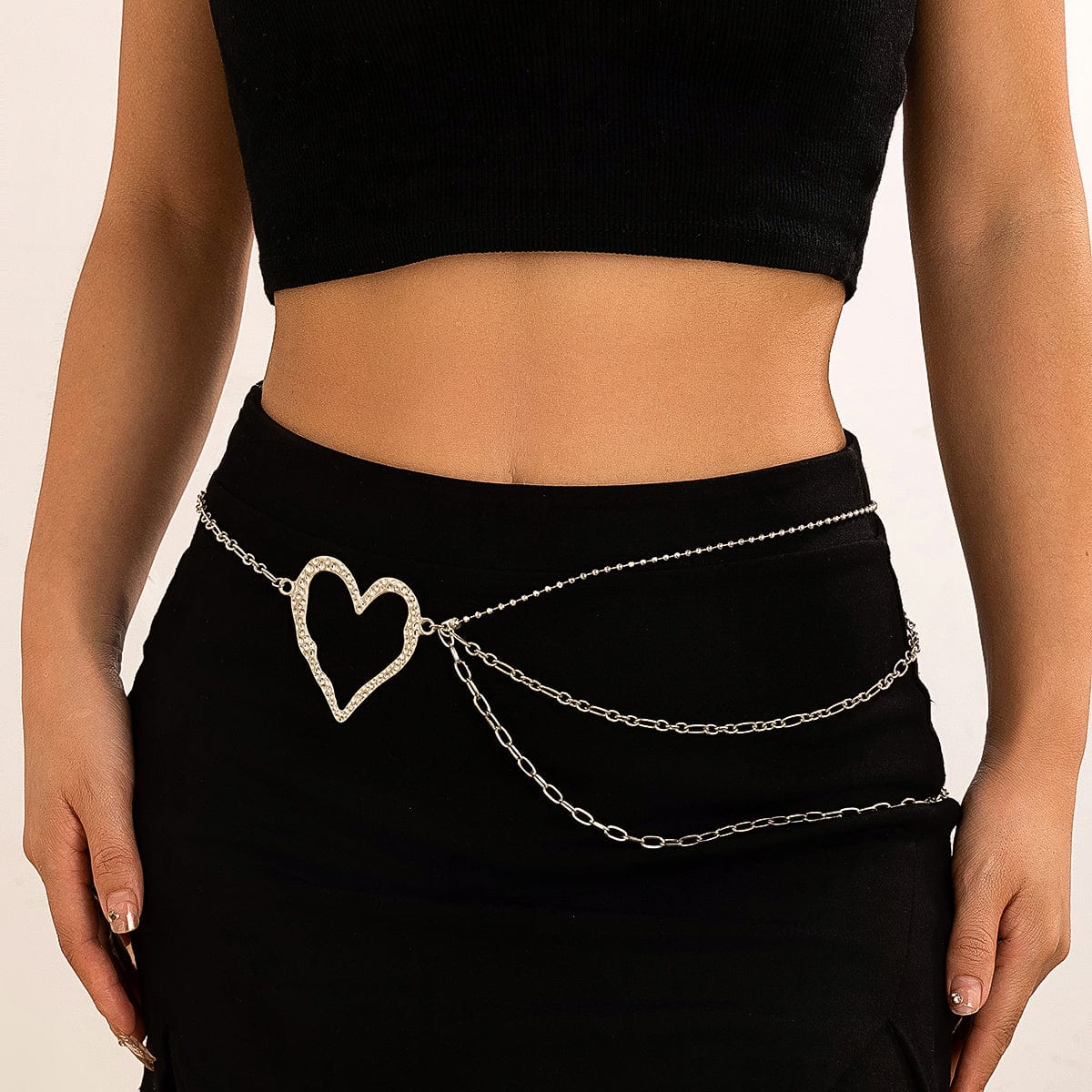 Elegant Layered Hollow Heart Charm Waist Chain - ArtGalleryZen