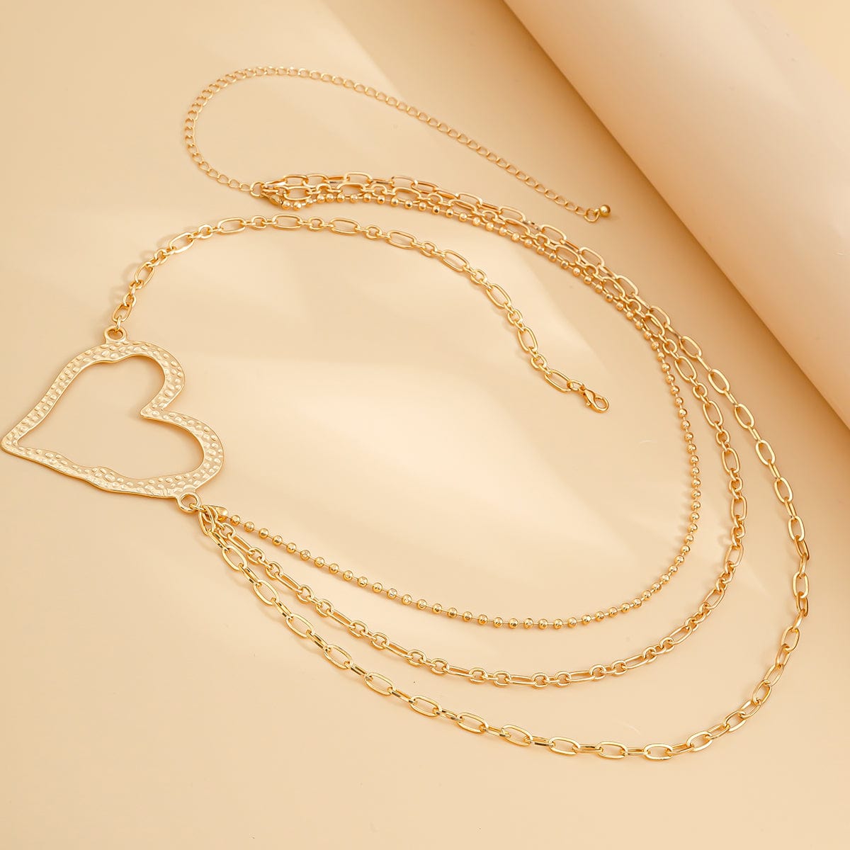 Elegant Layered Hollow Heart Charm Waist Chain - ArtGalleryZen