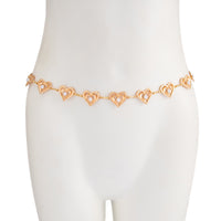 Thumbnail for Elegant Layered Hollow Heart Pearl Waist Chain - ArtGalleryZen