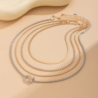 Thumbnail for Elegant Layered Horseshoe Charm Snake Box Chain Necklace Set - ArtGalleryZen
