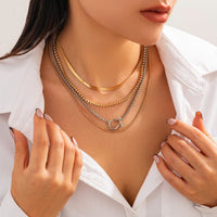 Thumbnail for Elegant Layered Horseshoe Charm Snake Box Chain Necklace Set - ArtGalleryZen