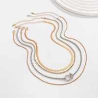 Thumbnail for Elegant Layered Horseshoe Charm Snake Box Chain Necklace Set - ArtGalleryZen