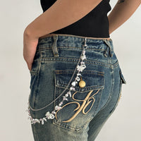 Thumbnail for Elegant Layered Pearl Heart Glass Bead Trouser Chain - ArtGalleryZen