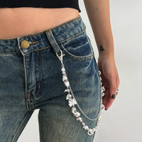 Thumbnail for Elegant Layered Pearl Heart Glass Bead Trouser Chain - ArtGalleryZen