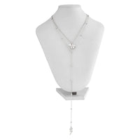 Thumbnail for Elegant Layered Rose Pearl Charm Long Chain Y Necklace - ArtGalleryZen