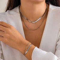 Thumbnail for Elegant Layered Snake Chain Necklace Bracelet Set - ArtGalleryZen