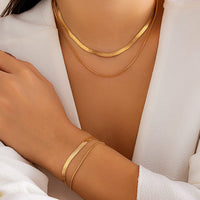 Thumbnail for Elegant Layered Snake Chain Necklace Bracelet Set - ArtGalleryZen