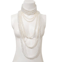 Thumbnail for Elegant Multi-Layered Long Pearl Chain Necklace Set - ArtGalleryZen