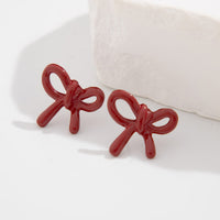 Thumbnail for Elegant Red Enamel Bowknot Earrings - ArtGalleryZen