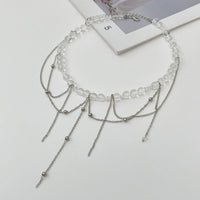 Thumbnail for Elegant Saturn Chain Tassel Crystal Beaded Necklace - ArtGalleryZen