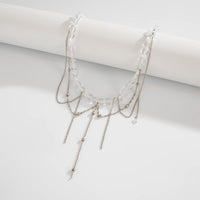 Thumbnail for Elegant Saturn Chain Tassel Crystal Beaded Necklace - ArtGalleryZen