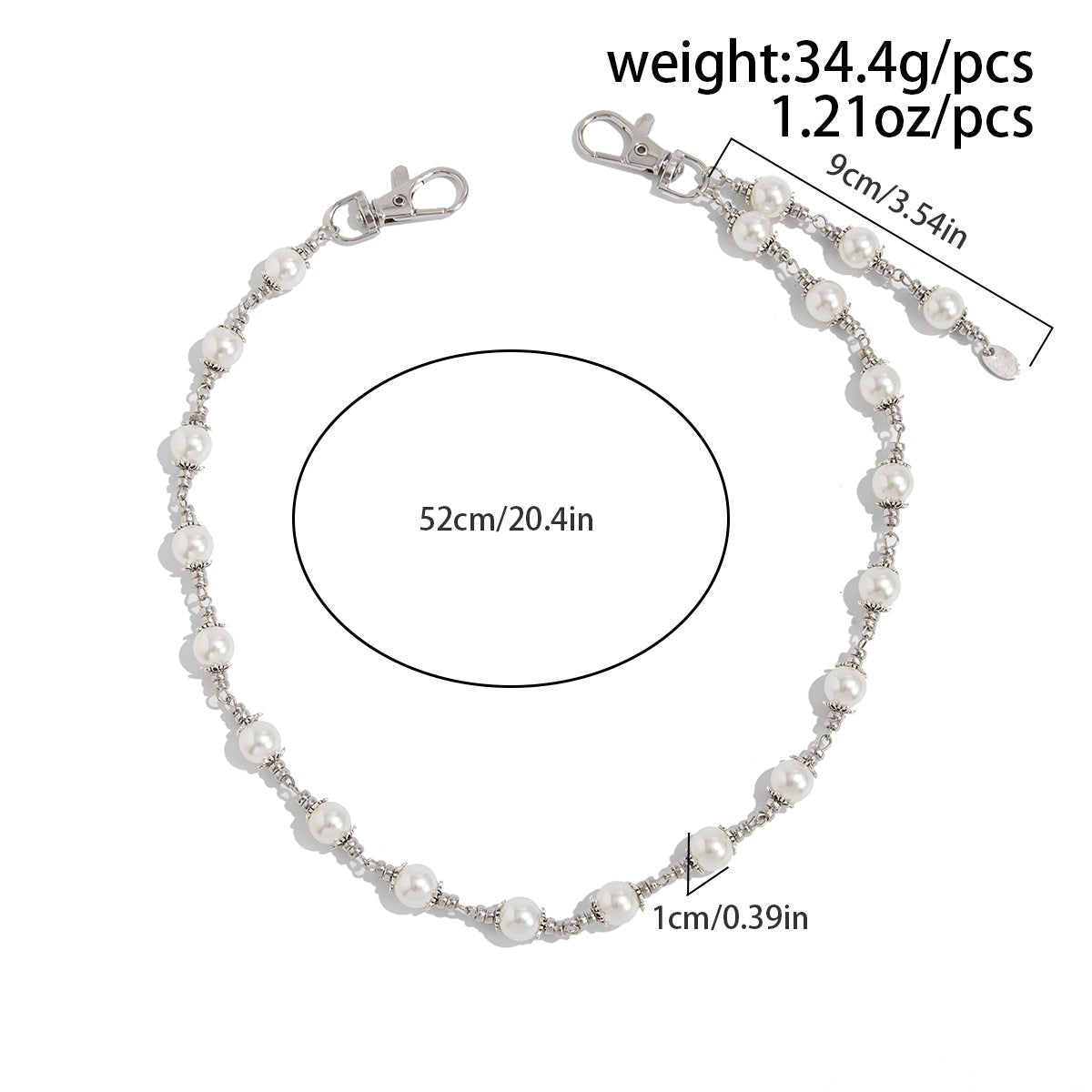 Elegant Silver Plated Pearl Trouser Chain - ArtGalleryZen