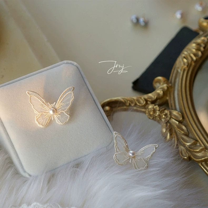 Embroidery Lace Butterfly Earrings - ArtGalleryZen
