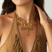 Thumbnail for Ethnic Style 2pcs Ancient Coin Pendant Seed Beaded Necklace Set - ArtGalleryZen