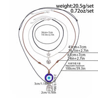 Thumbnail for Ethnic Style 4pcs Evil Eye Sun Star Family Tree Pendant Wax Cord Necklace Set - ArtGalleryZen