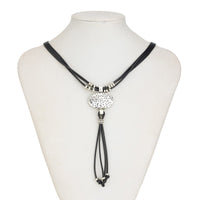 Thumbnail for Ethnic style Layered Carved Oval Charm PU string Tassel Necklace - ArtGalleryZen
