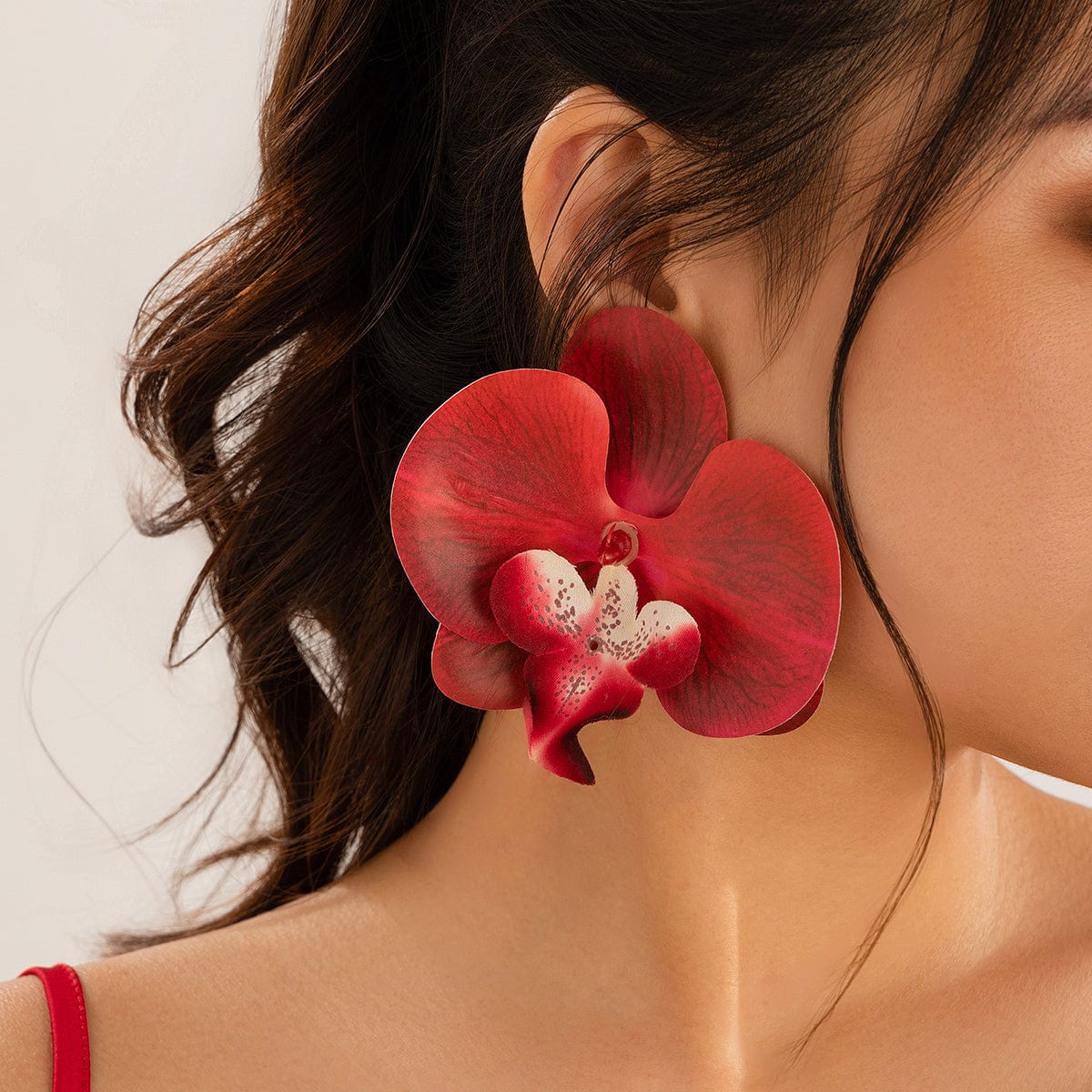 Exaggerated Butterfly Orchid Flower Stud Earrings - ArtGalleryZen