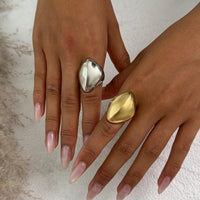 Thumbnail for Exaggerated Chunky Gold Silver Tone Glossy Ring - ArtGalleryZen