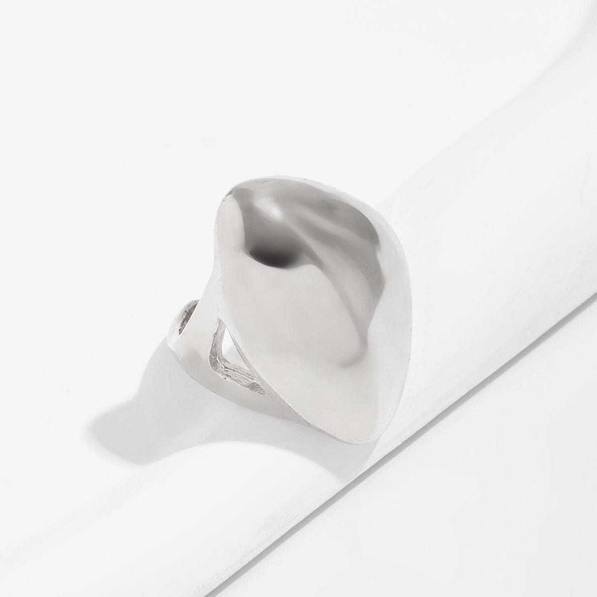 Exaggerated Chunky Gold Silver Tone Glossy Ring - ArtGalleryZen