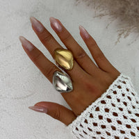 Thumbnail for Exaggerated Chunky Gold Silver Tone Glossy Ring - ArtGalleryZen