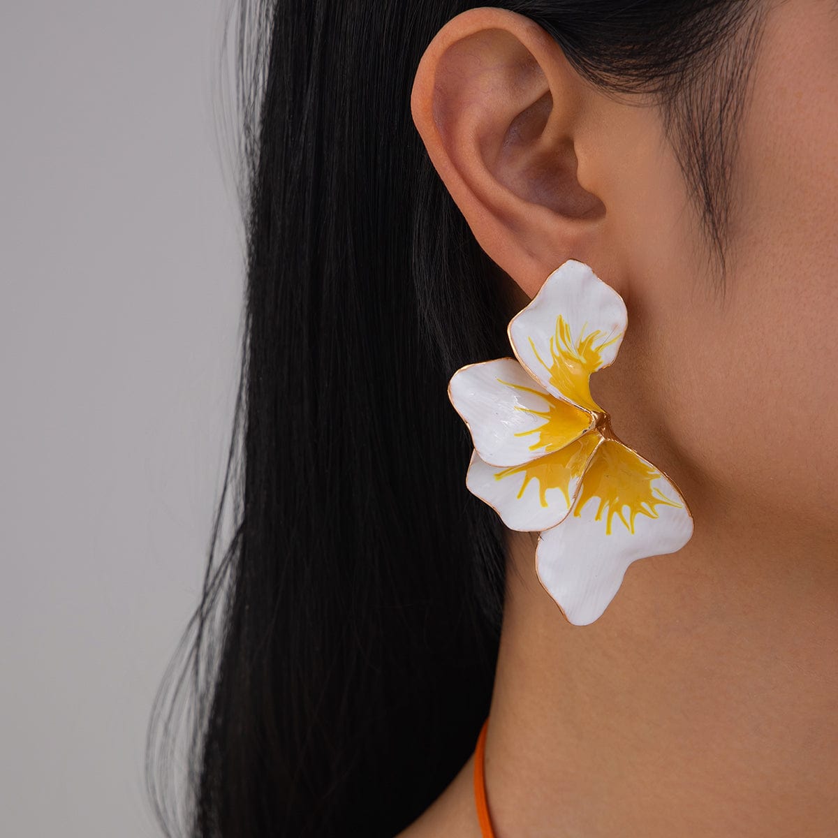 Exaggerated Gradient Enamel Flower Petal Stud Earrings - ArtGalleryZen