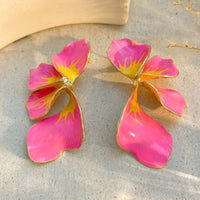 Thumbnail for Exaggerated Gradient Enamel Flower Petal Stud Earrings - ArtGalleryZen