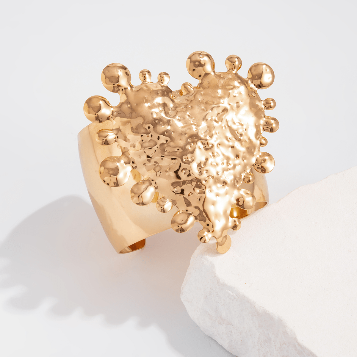Exaggerated Heart Waterdrop Wide Cuff Bangle Bracelet - ArtGalleryZen