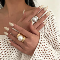 Thumbnail for Exaggerated Pearl Inlaid Knuckle Ring - ArtGalleryZen