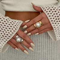Thumbnail for Exaggerated Pearl Inlaid Knuckle Ring - ArtGalleryZen