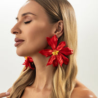 Thumbnail for Exaggerated Red Flower Resin Stud Earrings - ArtGalleryZen