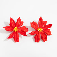 Thumbnail for Exaggerated Red Flower Resin Stud Earrings - ArtGalleryZen