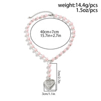 Thumbnail for Floral Heart Pendant Pearl Chain Y Necklace - ArtGalleryZen
