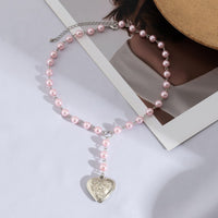Thumbnail for Floral Heart Pendant Pearl Chain Y Necklace - ArtGalleryZen