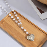 Thumbnail for Floral Heart Pendant Pearl Chain Y Necklace - ArtGalleryZen