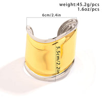Thumbnail for French Style Gold Silver Plated Wide Glossy Open Cuff Bracelet - ArtGalleryZen