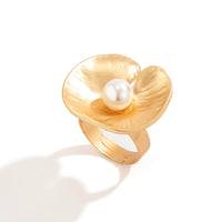 Thumbnail for French Style Round Disk Pleated Pearl Open Ring - ArtGalleryZen