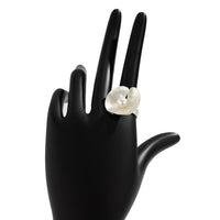 Thumbnail for French Style Round Disk Pleated Pearl Open Ring - ArtGalleryZen