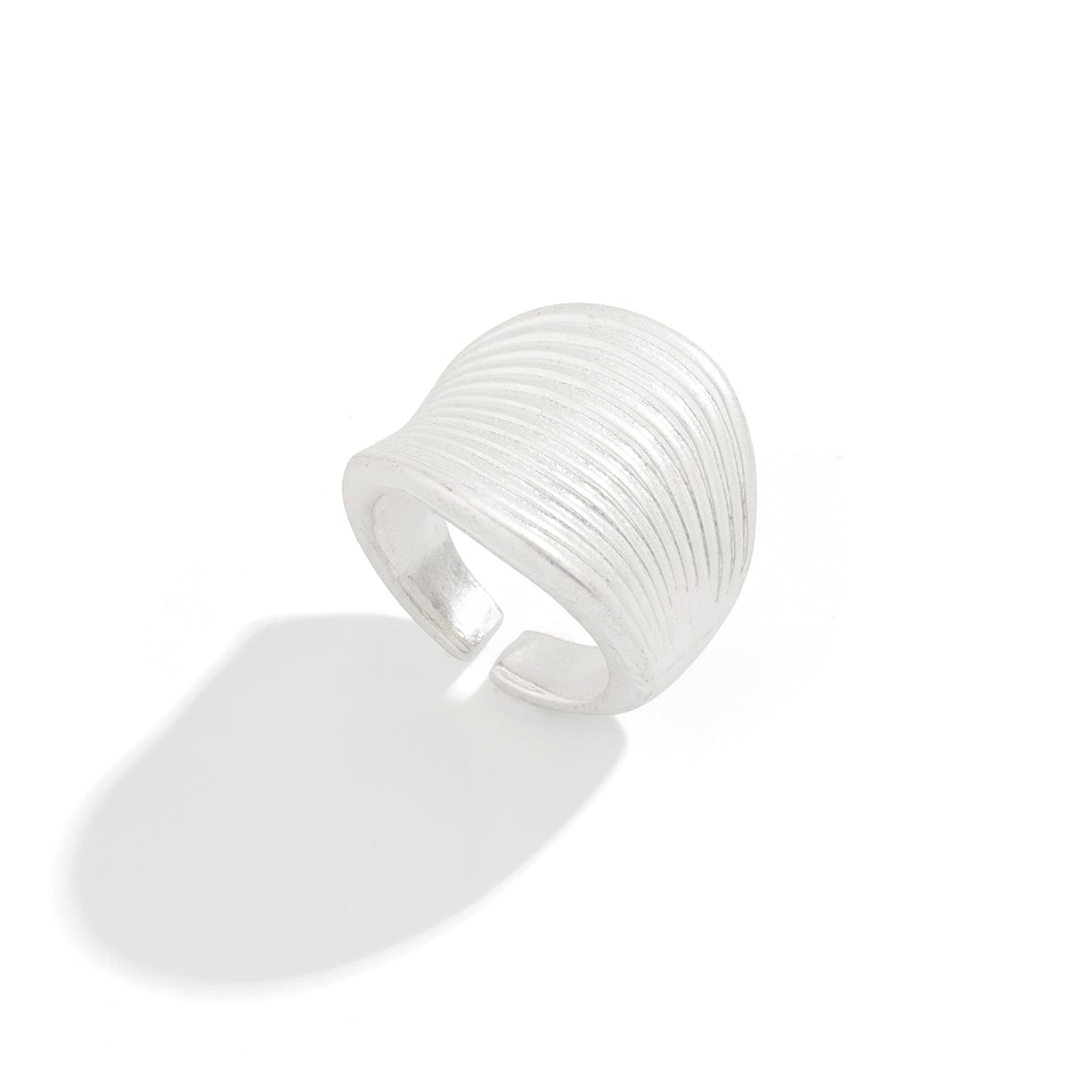 French Style Round Pleated Metallic Open Ring - ArtGalleryZen