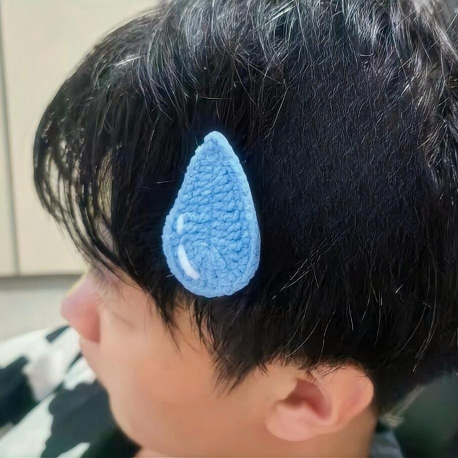 Funny Angry Sweating Water Drop Knitted Hair Clip - ArtGalleryZen
