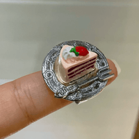 Thumbnail for Funny Simulation Dessert Cake Pudding Adjustable Ring - ArtGalleryZen