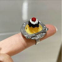 Thumbnail for Funny Simulation Dessert Cake Pudding Adjustable Ring - ArtGalleryZen