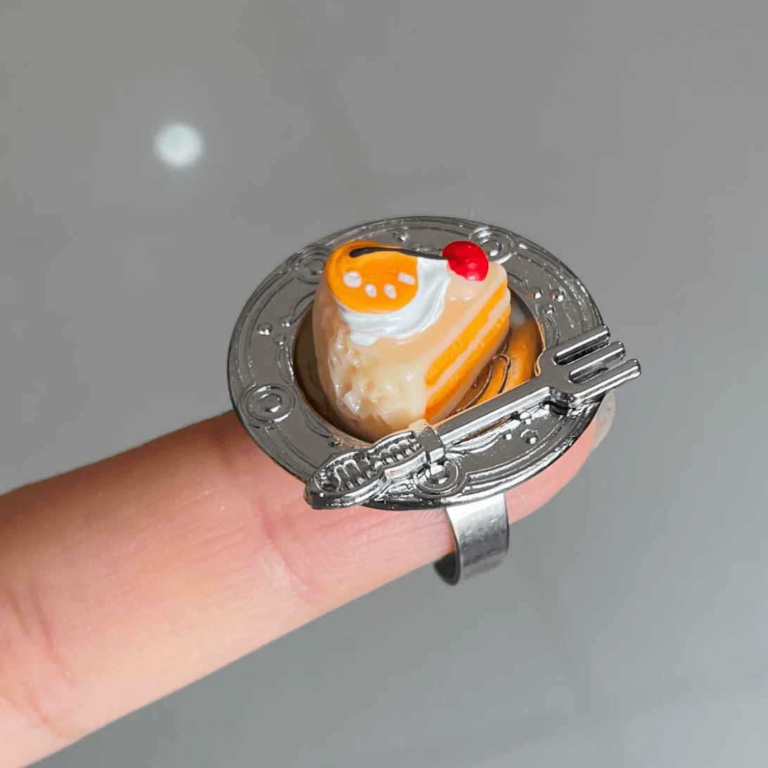 Funny Simulation Dessert Cake Pudding Adjustable Ring - ArtGalleryZen