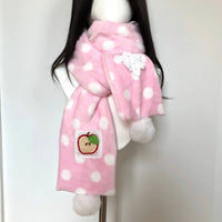 Thumbnail for Furry Pink Polka Dots Apple Snowflake Winter Scarf - ArtGalleryZen