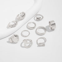 Thumbnail for Geometric 10pcs Waterdrop Twisted Hollow Open Ring Set - ArtGalleryZen