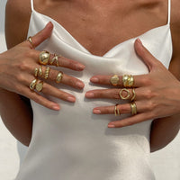 Thumbnail for Geometric 14pcs Gold Silver Plated Glossy Hollow Cross Ring Set - ArtGalleryZen